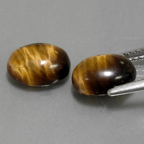 Tiger's Eye طبيعي بلون بني ذهبي، وزن ‎‎ قيراط، شكل بيضاوى، مقاس ‎8.8x6.8‎ مم