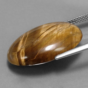 Tiger's Eye طبيعي بلون بني ذهبي، وزن ‎17.34‎ قيراط، شكل بيضاوى، مقاس ‎22.6x15.6‎ مم