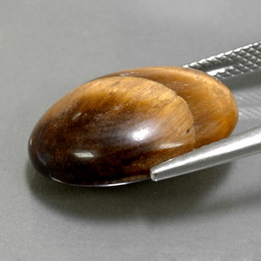 عين النمر ذهب البنى طبيعي، قصة بيضاوى، 12.39 قيراط، غير شفاف