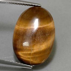 Tiger's Eye طبيعي بلون بني ذهبي، وزن ‎11.07‎ قيراط، شكل بيضاوى، مقاس ‎19.3x13.3‎ مم