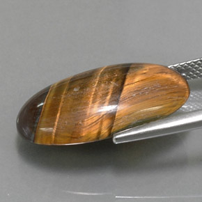Tiger's Eye طبيعي بلون بني ذهبي، وزن ‎13.07‎ قيراط، شكل بيضاوى، مقاس ‎21.6x13‎ مم