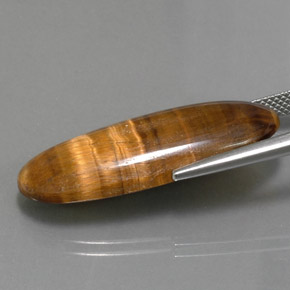 Tiger's Eye طبيعي بلون بني ذهبي، وزن ‎18.16‎ قيراط، شكل بيضاوى، مقاس ‎31.5x12.1‎ مم