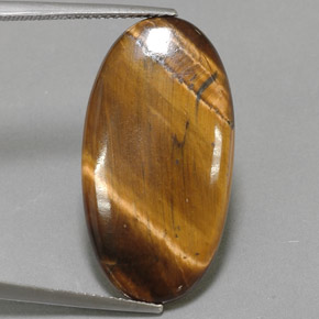 Tiger's Eye طبيعي بلون بني ذهبي، وزن ‎14.24‎ قيراط، شكل بيضاوى، مقاس ‎27.9x14.7‎ مم