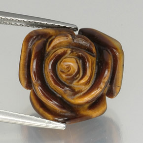 Tiger's Eye طبيعي بلون أسود، وزن ‎11.96‎ قيراط، شكل شكل خيالي، مقاس ‎15.1x14.3‎ مم