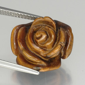 Tiger's Eye طبيعي بلون بنى خبز الزنجبيل، وزن ‎12.16‎ قيراط، شكل شكل خيالي، مقاس ‎16x14.5‎ مم
