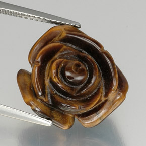 Tiger's Eye طبيعي بلون بني، وزن ‎12.19‎ قيراط، شكل شكل خيالي، مقاس ‎16.2x15.4‎ مم