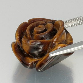 Tiger's Eye طبيعي بلون بنى دافئ، وزن ‎11.77‎ قيراط، شكل شكل خيالي، مقاس ‎15.1x14.7‎ مم