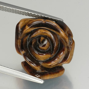 Tiger's Eye طبيعي بلون بني ذهبي، وزن ‎12.59‎ قيراط، شكل شكل خيالي، مقاس ‎16x14.5‎ مم