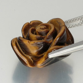 Tiger's Eye طبيعي بلون بني ذهبي، وزن ‎12.51‎ قيراط، شكل شكل خيالي، مقاس ‎15.7x14.5‎ مم