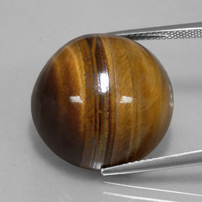 Tiger's Eye طبيعي بلون بنى متوسط، وزن ‎35.03‎ قيراط، شكل دائري، مقاس ‎20.04‎ مم