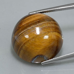 Tiger's Eye طبيعي بلون بني ذهبي، وزن ‎36.26‎ قيراط، شكل دائري، مقاس ‎20.16‎ مم