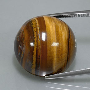Tiger's Eye طبيعي بلون بني ذهبي، وزن ‎37.12‎ قيراط، شكل دائري، مقاس ‎20.19‎ مم