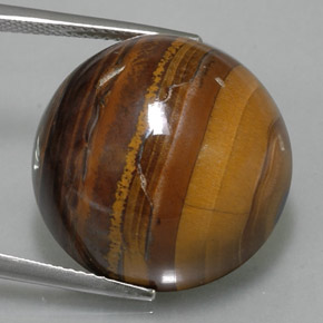 Tiger's Eye طبيعي بلون بني ذهبي، وزن ‎36.89‎ قيراط، شكل دائري، مقاس ‎20.18‎ مم