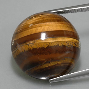 Tiger's Eye طبيعي بلون بني ذهبي، وزن ‎36.33‎ قيراط، شكل دائري، مقاس ‎20.04‎ مم