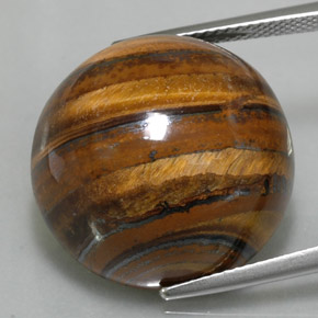 Tiger's Eye طبيعي بلون بني ذهبي، وزن ‎39.11‎ قيراط، شكل دائري، مقاس ‎20.28‎ مم
