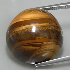 Tiger's Eye طبيعي بلون بني ذهبي، وزن ‎36.02‎ قيراط، شكل دائري، مقاس ‎20.13‎ مم