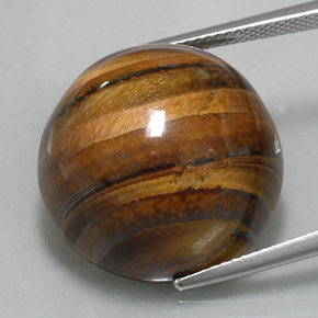 Tiger's Eye طبيعي بلون بني ذهبي، وزن ‎36.56‎ قيراط، شكل دائري، مقاس ‎20.26‎ مم