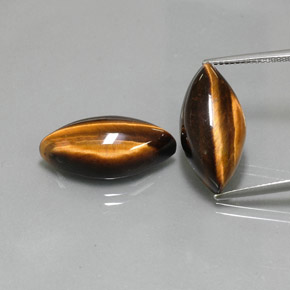 Tiger's Eye طبيعي بلون بني ذهبي، وزن ‎‎ قيراط، شكل ماركيز، مقاس ‎21.1x10.3‎ مم