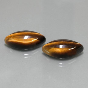 Tiger's Eye طبيعي بلون بني ذهبي، وزن ‎‎ قيراط، شكل ماركيز، مقاس ‎21.1x10.3‎ مم