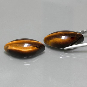 Tiger's Eye طبيعي بلون بني ذهبي، وزن ‎‎ قيراط، شكل ماركيز، مقاس ‎21.1x10.3‎ مم