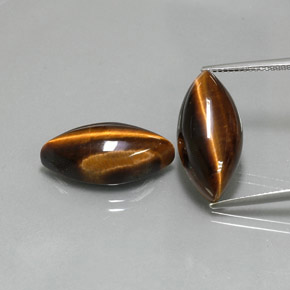Tiger's Eye طبيعي بلون بني ذهبي، وزن ‎‎ قيراط، شكل ماركيز، مقاس ‎20.7x10‎ مم