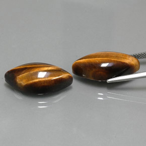 Tiger's Eye طبيعي بلون بني ذهبي، وزن ‎‎ قيراط، شكل ماركيز، مقاس ‎21x10.1‎ مم