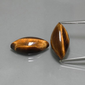 Tiger's Eye طبيعي بلون بني ذهبي، وزن ‎‎ قيراط، شكل ماركيز، مقاس ‎20.7x10.2‎ مم