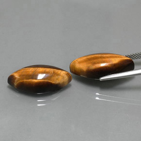 Tiger's Eye طبيعي بلون بني ذهبي، وزن ‎‎ قيراط، شكل ماركيز، مقاس ‎20.7x10.2‎ مم