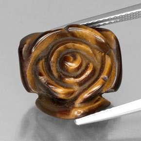 Tiger's Eye طبيعي بلون بني ذهبي، وزن ‎12.35‎ قيراط، شكل شكل خيالي، مقاس ‎16x15.4‎ مم