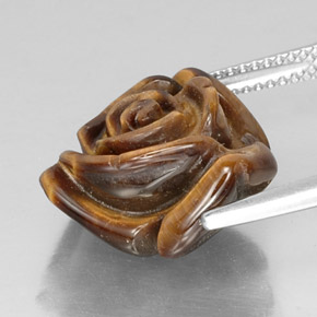 Tiger's Eye طبيعي بلون بني ذهبي، وزن ‎11.19‎ قيراط، شكل شكل خيالي، مقاس ‎15.9x14.5‎ مم