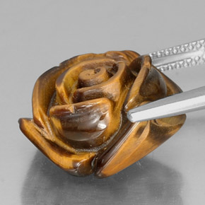 Tiger's Eye طبيعي بلون بني ذهبي، وزن ‎13.91‎ قيراط، شكل شكل خيالي، مقاس ‎16.3x16.1‎ مم