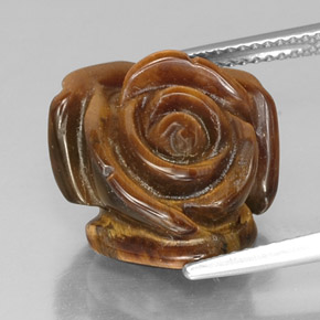 Tiger's Eye طبيعي بلون بني ذهبي، وزن ‎11.50‎ قيراط، شكل شكل خيالي، مقاس ‎16.1x15.3‎ مم