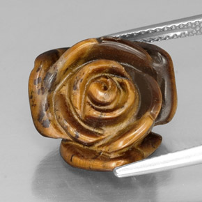 Tiger's Eye طبيعي بلون بني ذهبي، وزن ‎11.25‎ قيراط، شكل شكل خيالي، مقاس ‎15.6x15.1‎ مم