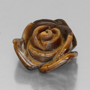 Tiger's Eye طبيعي بلون بني ذهبي، وزن ‎11.25‎ قيراط، شكل شكل خيالي، مقاس ‎15.6x15.1‎ مم