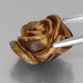 Tiger's Eye طبيعي بلون بني ذهبي، وزن ‎11.61‎ قيراط، شكل شكل خيالي، مقاس ‎15.9x14.8‎ مم