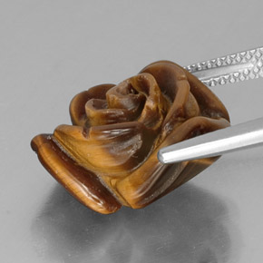 Tiger's Eye طبيعي بلون بني ذهبي، وزن ‎11.14‎ قيراط، شكل شكل خيالي، مقاس ‎16x15.8‎ مم