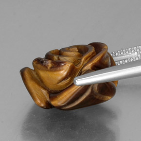 Tiger's Eye طبيعي بلون بني ذهبي، وزن ‎10.77‎ قيراط، شكل شكل خيالي، مقاس ‎15.2x14.7‎ مم