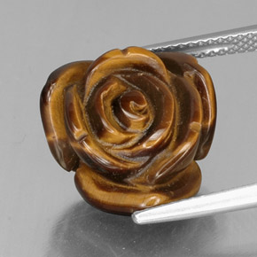 Tiger's Eye طبيعي بلون بني ذهبي، وزن ‎11.53‎ قيراط، شكل شكل خيالي، مقاس ‎15.6x14.9‎ مم
