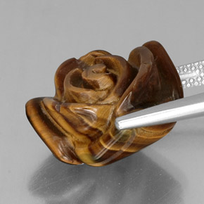 Tiger's Eye طبيعي بلون بني ذهبي، وزن ‎12.82‎ قيراط، شكل شكل خيالي، مقاس ‎16.4x15.2‎ مم