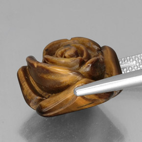 Tiger's Eye طبيعي بلون بني ذهبي، وزن ‎12.52‎ قيراط، شكل شكل خيالي، مقاس ‎15.6x15‎ مم