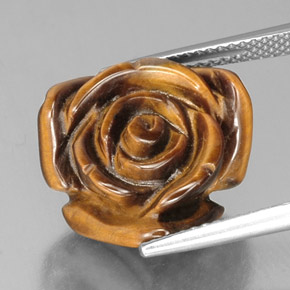 Tiger's Eye طبيعي بلون بني ذهبي، وزن ‎12.07‎ قيراط، شكل شكل خيالي، مقاس ‎16x15.4‎ مم