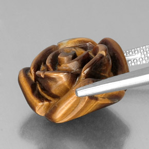 Tiger's Eye طبيعي بلون بني ذهبي، وزن ‎12.07‎ قيراط، شكل شكل خيالي، مقاس ‎16x15.4‎ مم
