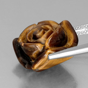 Tiger's Eye طبيعي بلون بني ذهبي، وزن ‎11.74‎ قيراط، شكل شكل خيالي، مقاس ‎15.7x15‎ مم