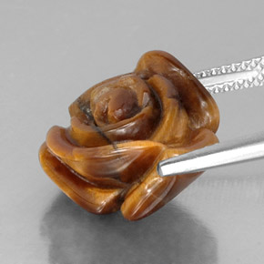 Tiger's Eye طبيعي بلون بني ذهبي، وزن ‎10.22‎ قيراط، شكل شكل خيالي، مقاس ‎15.5x14.5‎ مم