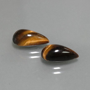 Tiger's Eye طبيعي بلون بني ذهبي، وزن ‎‎ قيراط، شكل شكل الكمثرى، مقاس ‎11.4x6.1‎ مم