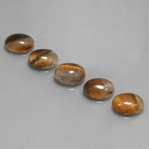 Tiger's Eye طبيعي بلون بني ذهبي، وزن ‎‎ قيراط، شكل بيضاوى، مقاس ‎8.9x7‎ مم