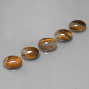 Tiger's Eye طبيعي بلون بني ذهبي، وزن ‎‎ قيراط، شكل بيضاوى، مقاس ‎8.9x7‎ مم