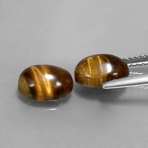 Tiger's Eye طبيعي بلون بني ذهبي، وزن ‎‎ قيراط، شكل بيضاوى، مقاس ‎8.1x6.2‎ مم