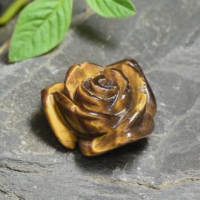 Tiger's Eye طبيعي بلون بني ذهبي، وزن ‎12.56‎ قيراط، شكل قطع زهرة، مقاس ‎16.4x15.9‎ مم
