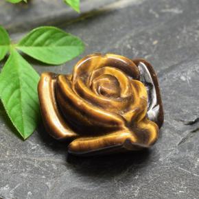 Tiger's Eye طبيعي بلون بني ذهبي، وزن ‎11.92‎ قيراط، شكل قطع زهرة، مقاس ‎15.8x15.7‎ مم